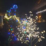 Eén en al kerstverlichting.